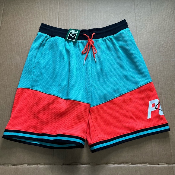 Puma LuXTG Basketball Shorts Turq/Red Men's Size Large NWT